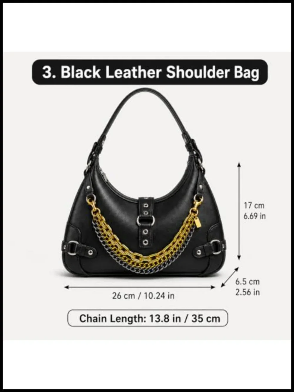 Layered Bag Charm Extender Chain Triple Mixed Metal Link for Purse